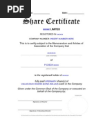 Share Certificate