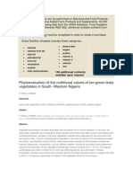 Phytoevaluation of The Nutritional Values of Ten Green Leafy Vegetables in South - Western Nigeria