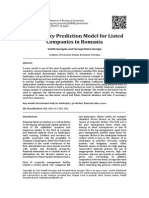 Bankruptcy Prediction Model For Listed Companies in Romania: Vintilă Georgeta and Toroapă Maria Georgia