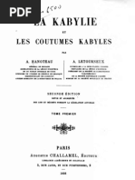 La Kabylie Et Les Coutumes Kabyles 1/3, Par Hanoteau Et Letourneux, 1893