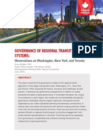 Governance of Regional Transit Systems: Washington, New York, and Toronto