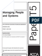 Managing People and Systems: Time Allowed 2 Hours ALL FIVE Questions Are Compulsory and MUST Be Answered