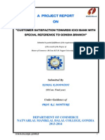 A Project Report ON: "Customer Satisfaction Towards Icici Bank With Special Reference To Gondia Branch"