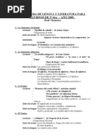 PROGRAMA DE LENGUA Y LITERATURA 2 4ta. - AÑO 2009