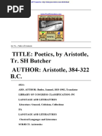 TITLE: Poetics, by Aristotle, Tr. SH Butcher AUTHOR: Aristotle, 384-322 B.C