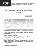 Gary Parker (1963) La Clasificación Genética de Los Dialectos Quechuas.