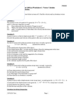 Worksheet 1 Vector Calculus 