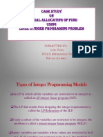 Case Study On Optimal Allocating of Fund Using Liner Integer Programing Problem