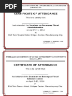 Certificate of Attendance: Administration