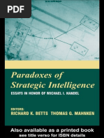 Richard Betts Paradoxes of Intelligence Essays in Honor of Michael I. Handel 2003