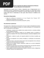 Documentos Requeridos para Elaborar La Declaración de Renta de Personas Naturales