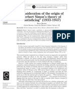 Consideration of The Origin of Herbert Simon's Theory of "Satisficing" (1933-1947)