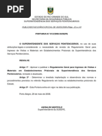 Regulamento Geral para Ingresso de Visitas e Materiais em Estabelecimentos Prisionais Da SUSEPE PDF