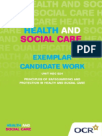 Level 2 Unit HSC 024 Principles of Safeguarding and Protection in Health and Social Care Exemplar Candidate Work