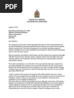 Liberal Letter To Minister of National Defence Re: CSEC