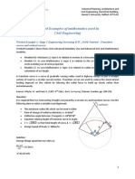 Worked Examples of Mathematics Used in Civil Engineering