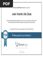 José Vicente Utia Deza: Professional Scrum Master I