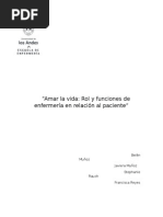 Amar La Vida: Rol y Funciones de Enfermería en Relación Al Paciente