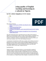 Factors Affecting Quality of English Language Teaching and Learning in Secondary Schools in Nigeria