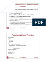 Today: Synchronization For Readers/Writers Problem