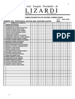 Resultados de Examen Diagnóstico de 1o. 2014-2015