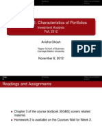 Lecture 2.2: Characteristics of Portfolios: Investment Analysis Fall, 2012