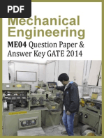 GATE 2014 Question Paper - Mechanical Engineering ME04 & Answer Key