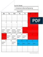 ELN 101: Introduction To Electrical Engineering August 2014 Mon Tue Wed Thu Fri Sat Sun