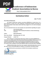 Conference of Indonesian Student Association in Korea: Invitation Letter