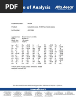 Certificate of Analysis: This Document Has Been Electronically Generated and Does Not Require A Signature