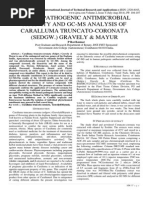 Human Pathogenic Antimicrobial Activity and Gc-Ms Analysis of Caralluma Truncato-Coronata (Sedgw.) Gravely & Mayur