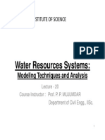 Lecture 20 Water Resources Systems Modeling Techniques and Analysis