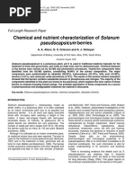 Chemical and Nutrient Characterization Of: Solanum Pseudocapsicum Berries