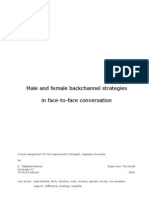 Male and Female Backchannel Strategies in Face-To-Face Conversation