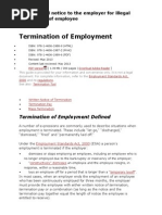 Sample Legal Notice To The Employer For Illegal Termination of Employee