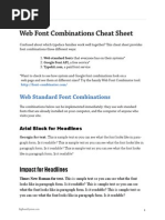 Web Font Combinations Cheat Sheet: Brand