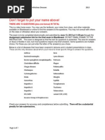 Final Exam 2013 Sample Epidemiology of Infectious Diseases