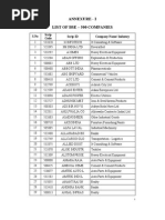 Annexure - I List of Bse - 500 Companies: S.No Scrip Code Scrip ID Company Name/ Industry