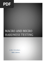 Macro and Micro Hardness Testing: A.R.G Sreekar, M M 1 2 B 0 0 2