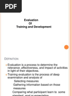 Evaluation of Training and Development