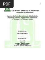 Study Tour Report For The Islamia University of Bahawalpur