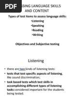 Assessing Language Skills and Content