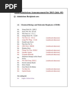 TIGP Admissions Announcement For 2013