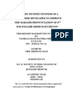 A Study of Effectiveness of A Programme Developed To Improve The Marathi Pronunciation of 4 STD English Medium Students