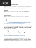 Hydrolysis of Tert-Butyl Chloride and Solvent Effect