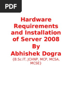 Hardware Requirements and Installation of Server 2008