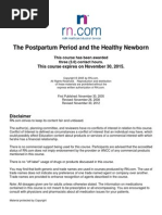 The Postpartum Period and The Healthy Newborn: This Course Expires On November 30, 2015