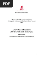 Le Droit À L'information Et Le Droit À L'oubli Numérique PDF