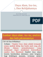 Sumber Daya Alam, Isu-Isu, Analisis, MATERI KULIAH I