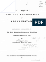 1891 An Inquiry Into The Ethnography of Afghanistan by Bellew S